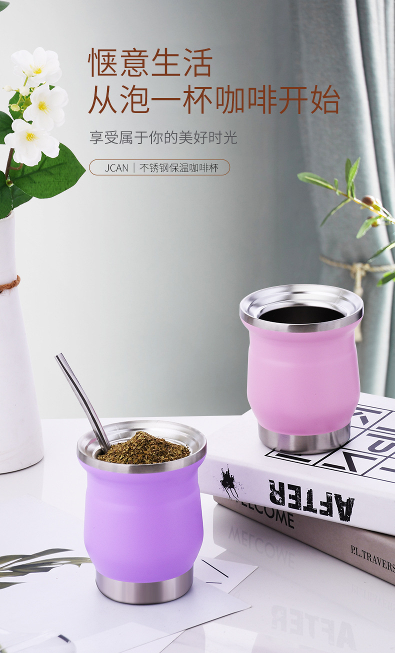 保温杯 跨境304不锈钢真空简约茶杯家用双层隔热大容量保温杯详情1
