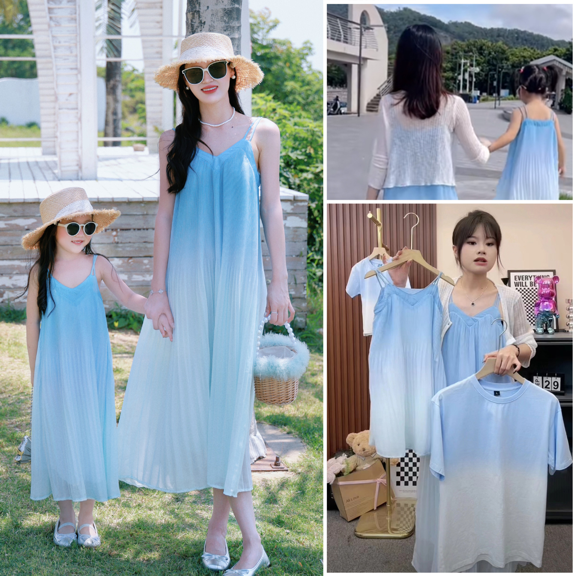 Bestseller 2025 New Summer seaside style Sanya vacation Halter dress for family of three pic 1