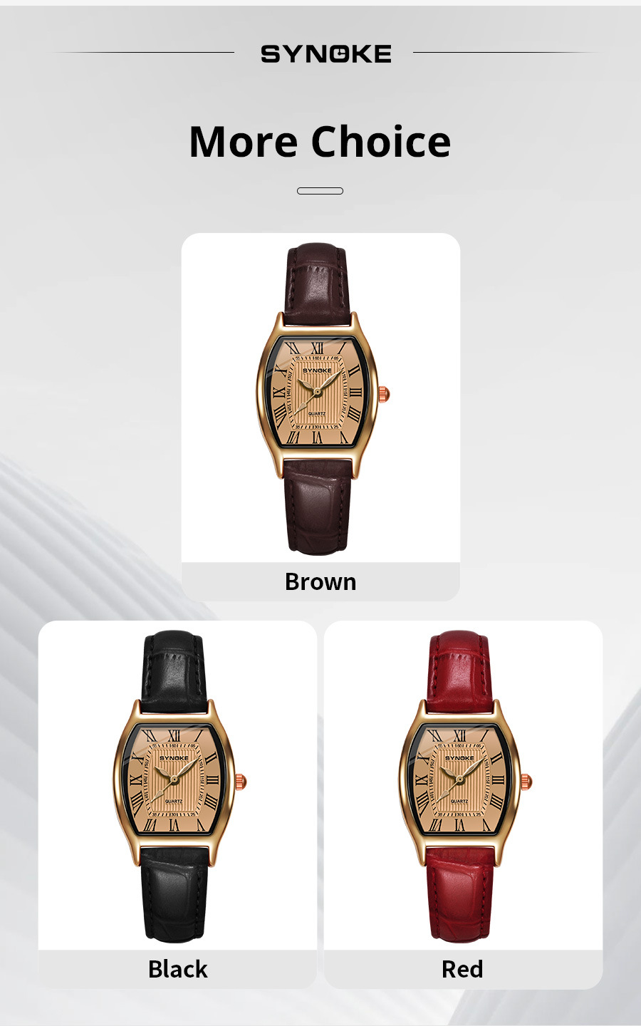 SYNOKE vintage barrel-shaped quartz watch for ladies, fashionable Roman numeral dial, light luxury wristwatch for students pic 28