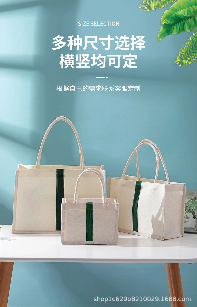 Wholesale of laminated canvas bags in stock, eco-friendly hand-held canvas bags, single-shoulder hand-painted canvas bags with logo printing, cotton and linen bags pic 5