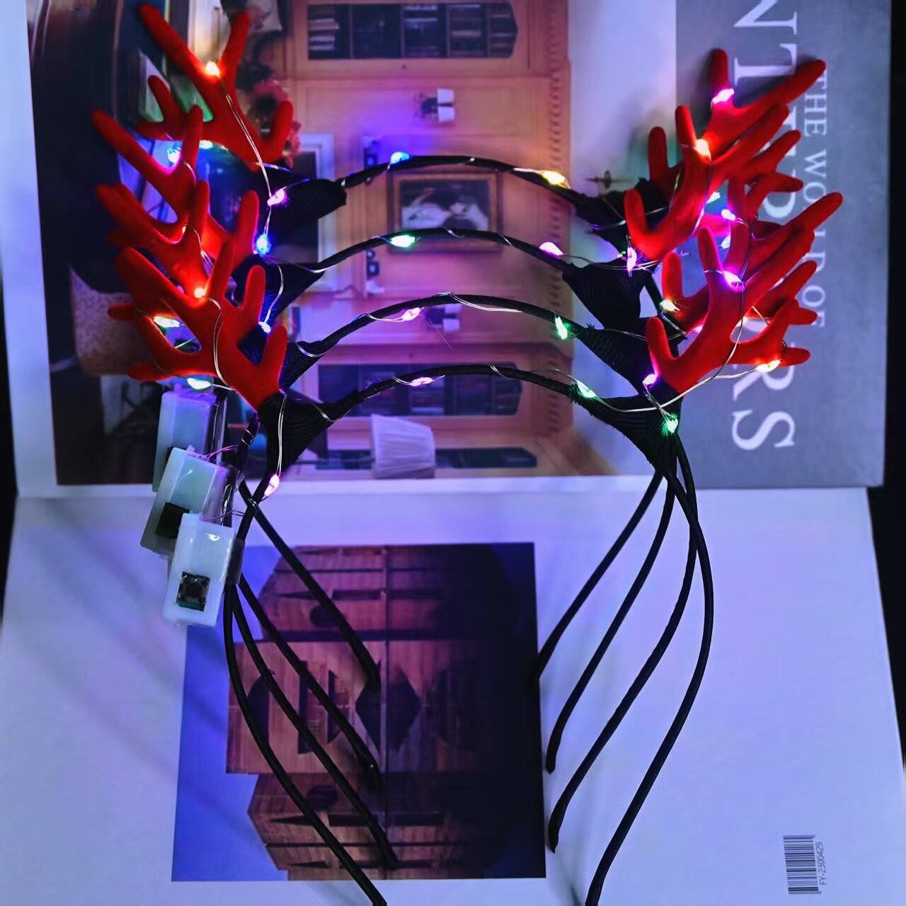 Christmas Antler hairband Korean version luminous antler hairband Glitter seven-color antler hairclip manufacturer pic 6