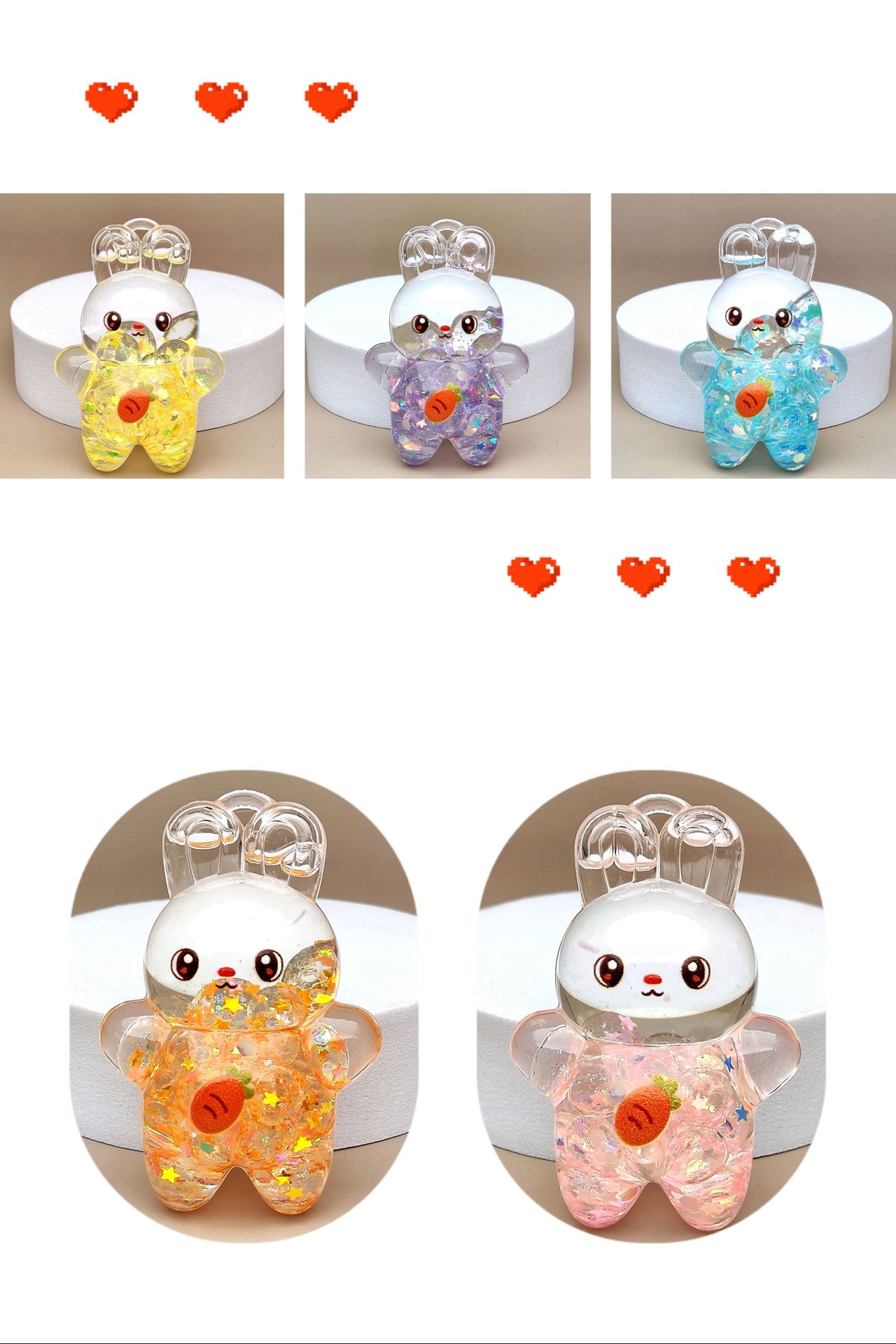 创意亚克力入油流沙瓶夜光泡泡珠兔子钥匙扣汽车配饰桌面摆件饰品详情4
