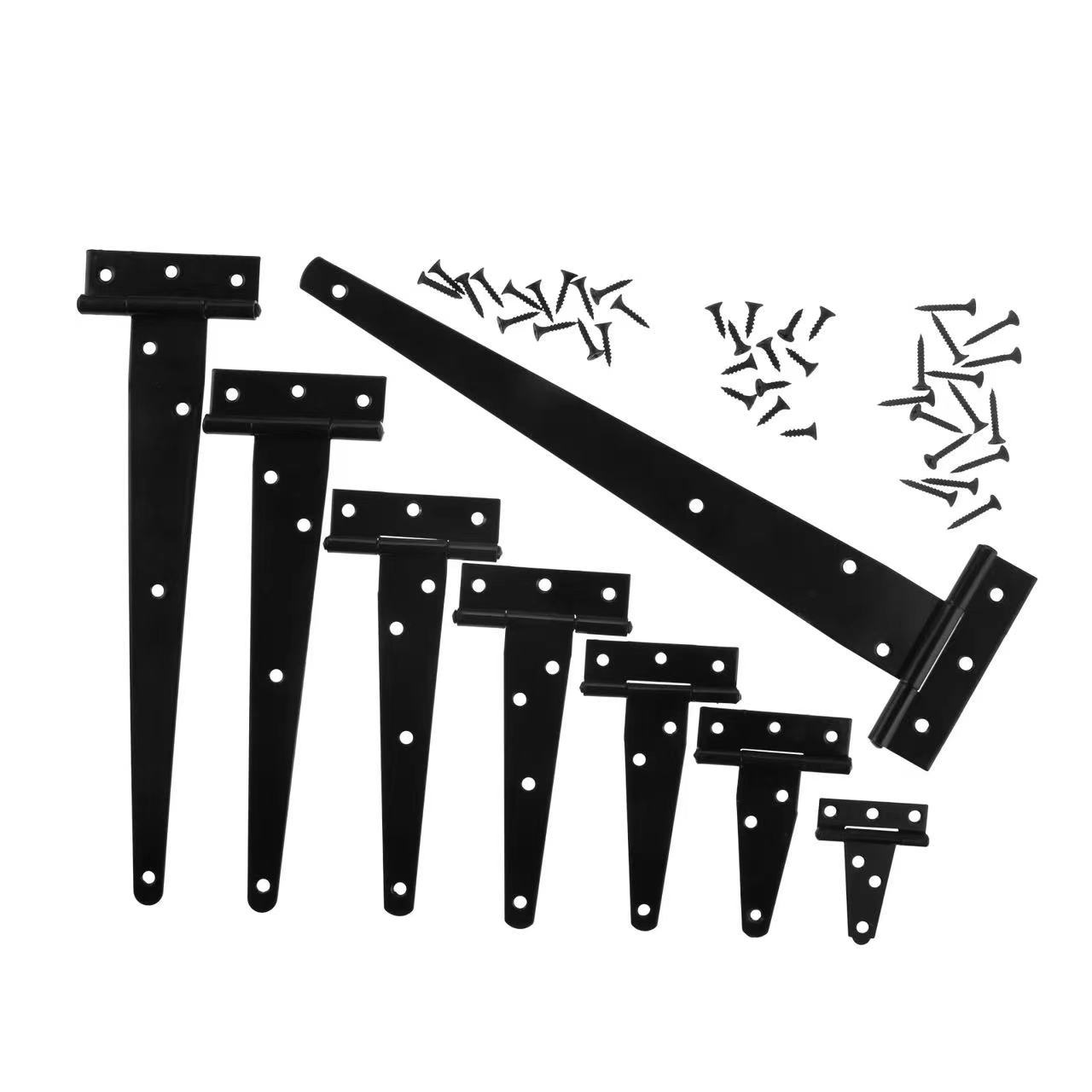 Lightweight T-shaped hinges, T-shaped hinges, triangular hinges, slotted bearing doors, black paint, 2 inches -12 inches pic 6