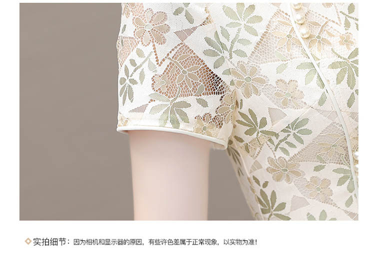 2023年夏季新款中长款气质碎花蕾丝旗袍连衣裙女修身时尚包臀裙详情14