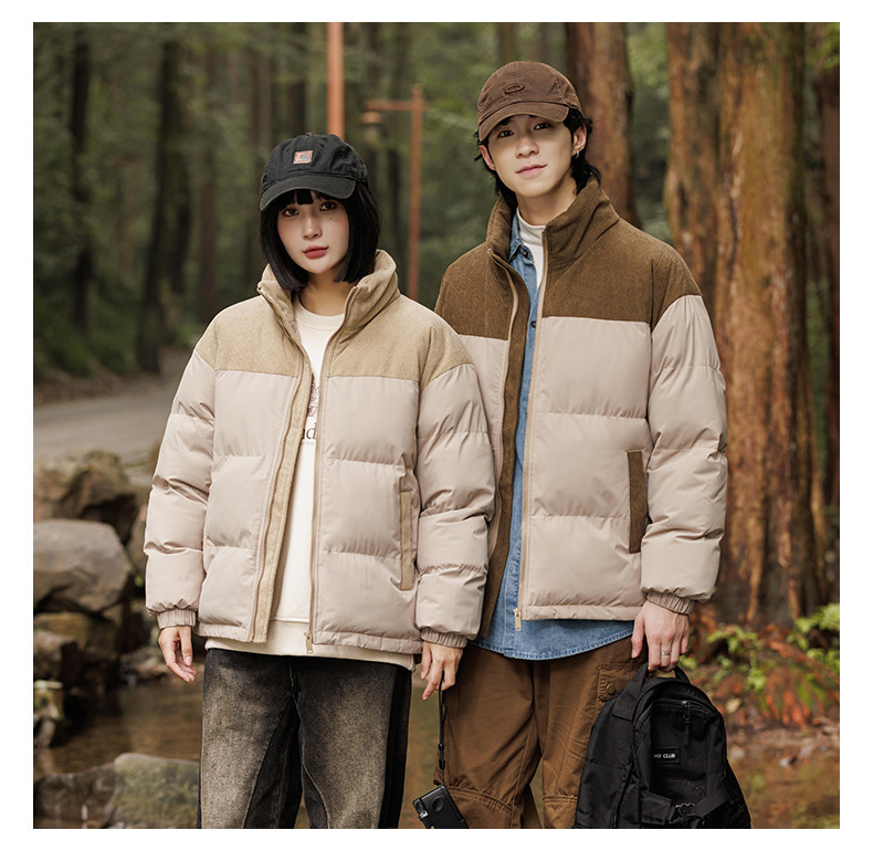 New winter fleece cotton-padded jackets for both men and women, thickened and warm cotton-padded jackets, couple bread jackets, and trendy color-blocked cotton-padded jackets pic 24