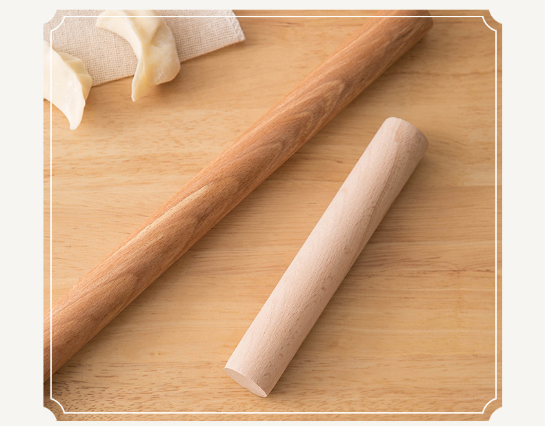 Natural beech wood rolling pin, solid wood dough rolling pin, household dumpling wrapper rolling pin 檊 dough stick, baking tools pic 17