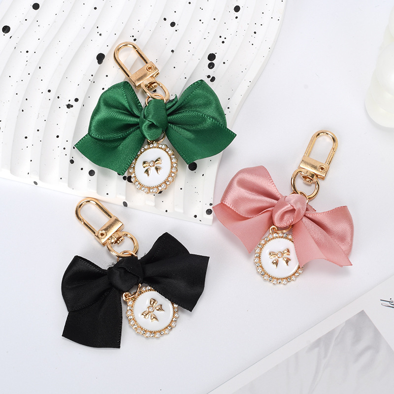 创意小香风蝴蝶结钥匙扣链 可爱女生包包挂件ins爱心珍珠挂饰礼物详情6