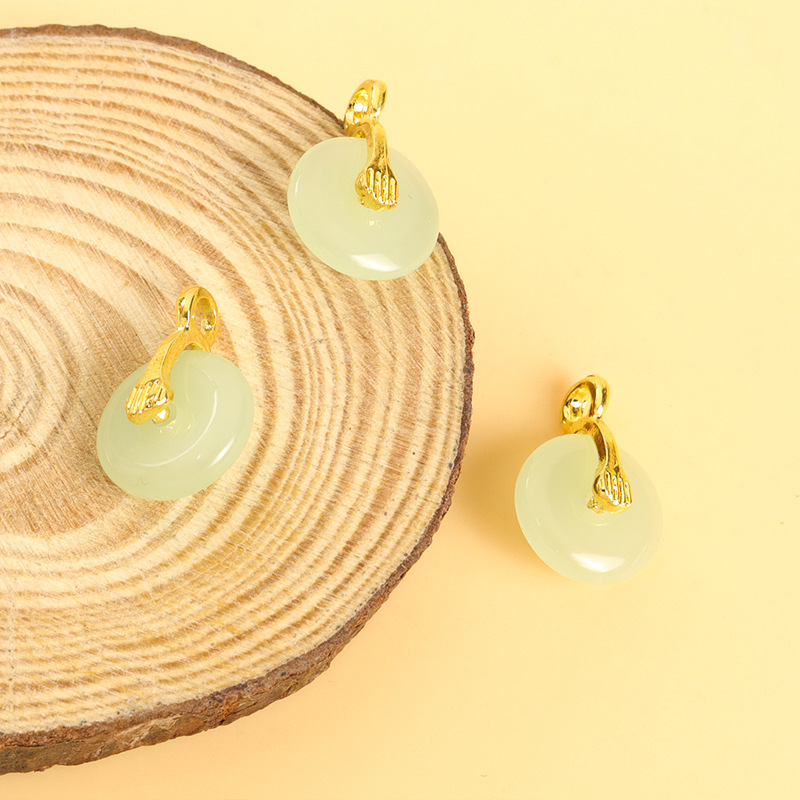 仿玉琉璃平安扣合金挂件小吊坠 diy饰品配件古风手链项链坠子材料详情5