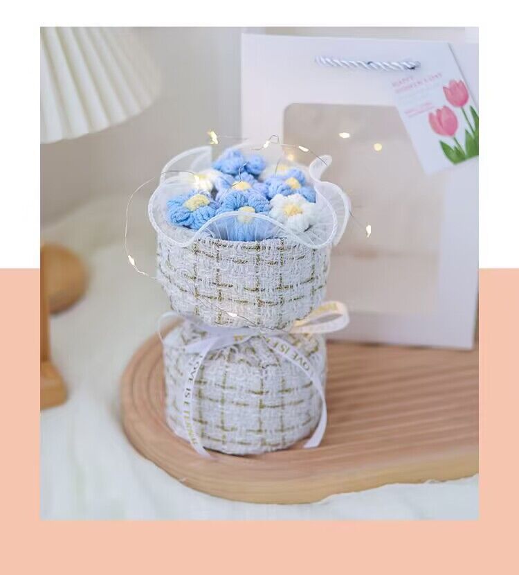 创意针织毛线仿真泡芙花束小香风精美走心闺蜜生日礼物母亲节送人详情4