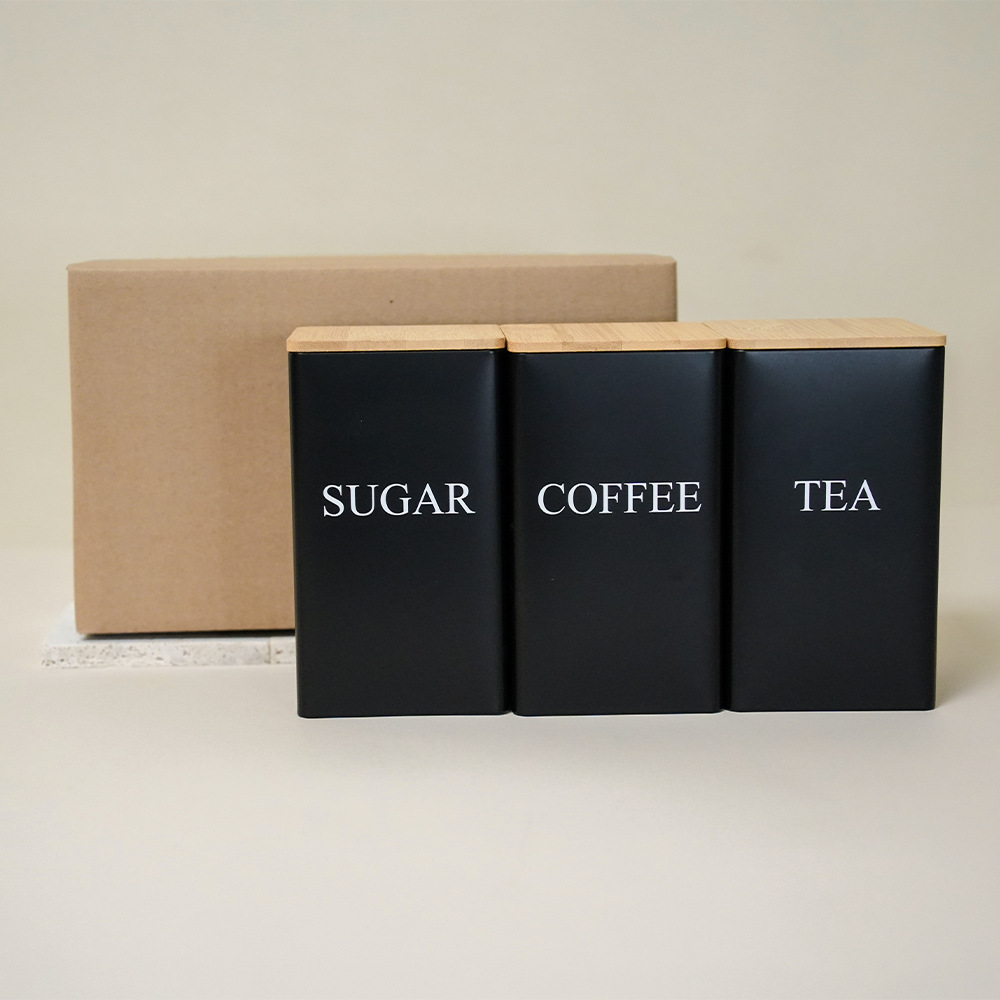 European and American style ins bamboo lid metal tin box, candy, coffee, tea, tinplate storage box, simple and creative storage box pic 8