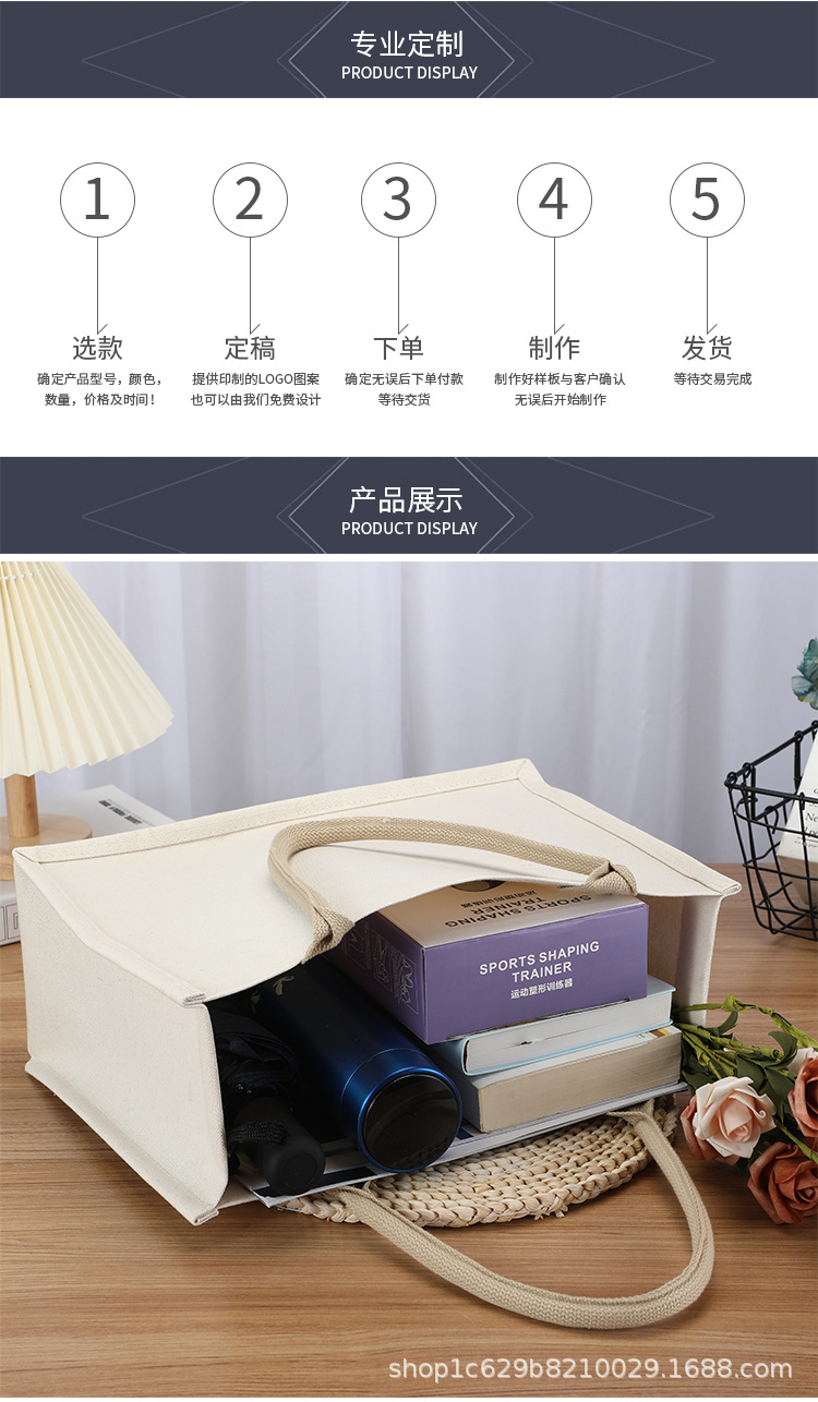 Customized laminated waterproof three-dimensional canvas bags, eco-friendly supermarket shopping bags, gift bags, advertising bags, and printed logos pic 9