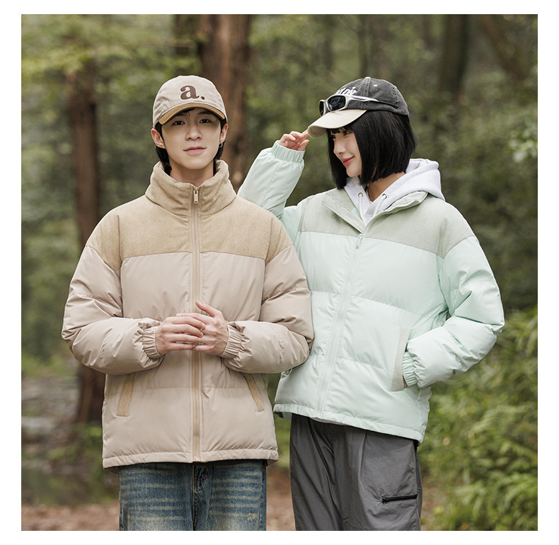 New winter fleece cotton-padded jackets for both men and women, thickened and warm cotton-padded jackets, couple bread jackets, and trendy color-blocked cotton-padded jackets pic 10
