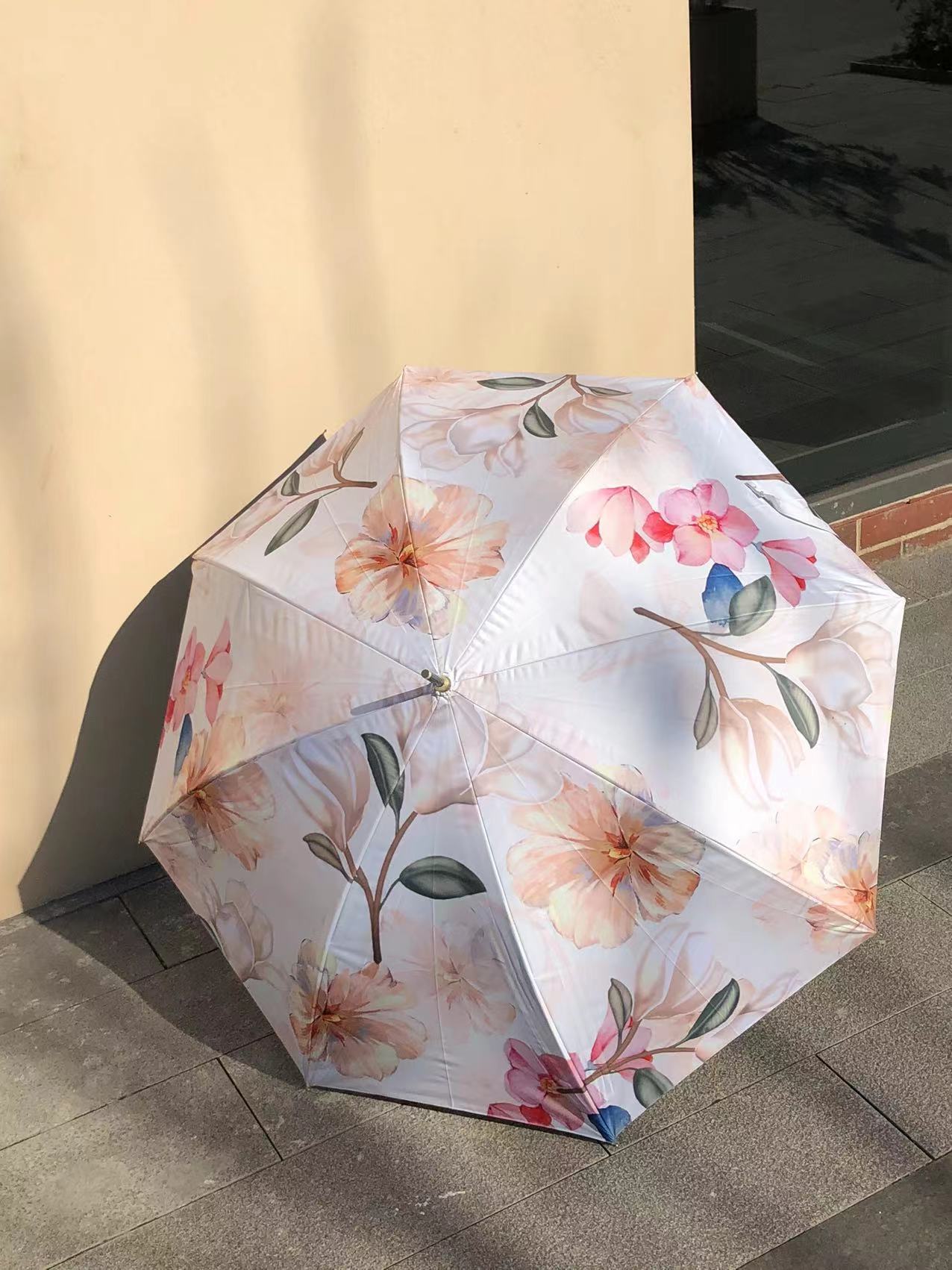 雨伞批发 2024新款全遮光黑胶春花秋菊直杆淑女伞工厂供应详情4