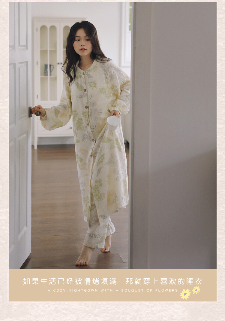 纯棉纱布月子服待产裙带胸垫孕妇睡衣女薄款春夏产后哺乳喂奶袍套详情29