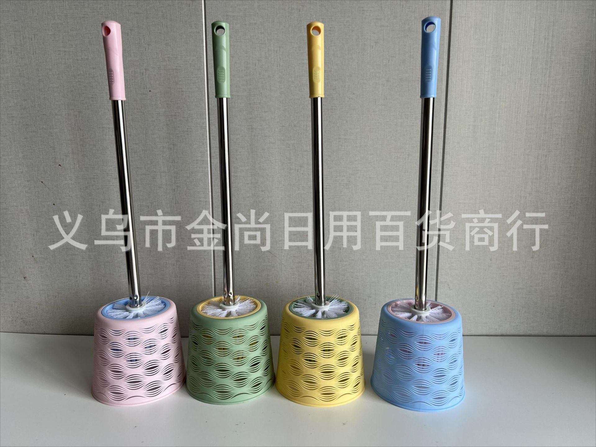 High-quality appearance level, colorful household toilet brush set with base, long-handled round head toilet cleaning set for bathroom seats pic 2
