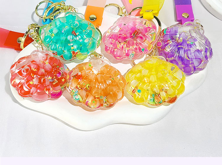 入油流沙贝壳钥匙扣包包挂件汽车钥匙链挂饰精品摆摊礼品饰品批发详情16