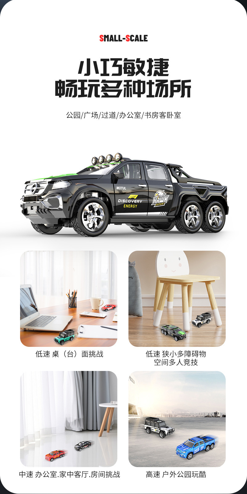 跨境1:64迷你遥控车合金车模带灯光越野车汽车仿真模型儿童玩具详情5