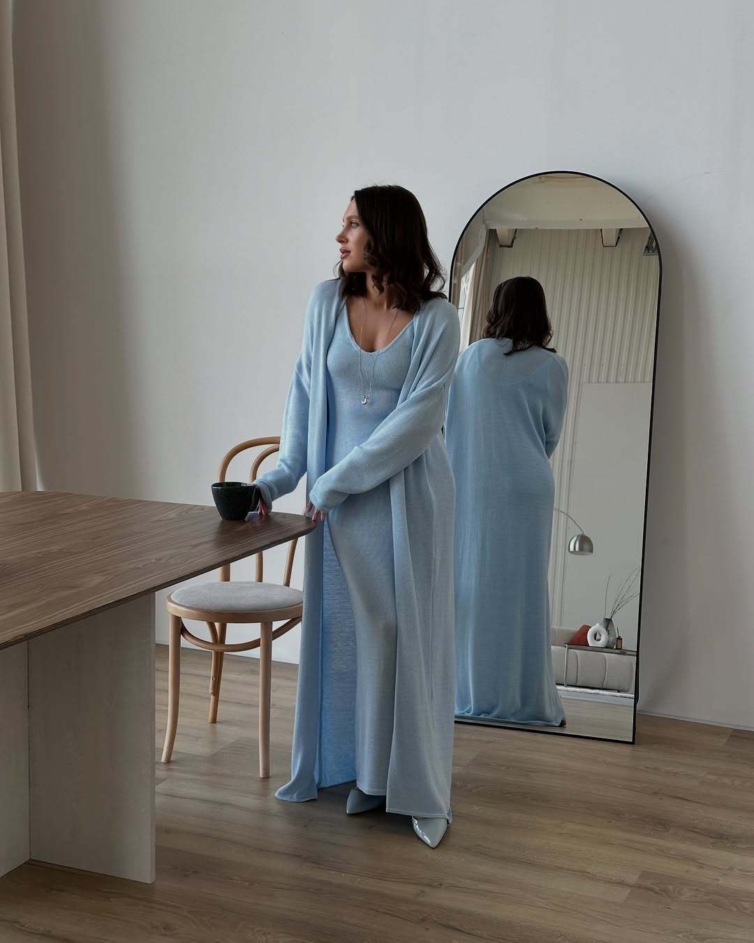 2025 Cross-border Bestseller Pure Cotton Knitted Set: Sexy Deep V halter long Dress + Lazy cardigan: Soft and skin-friendly pic 31