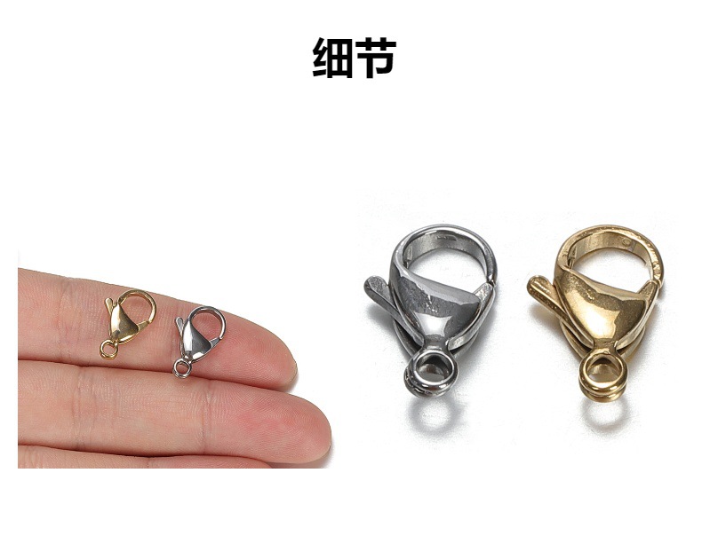 Cross-border best-selling stainless steel lobster clasp, 18k vacuum electroplated color retention, 9-15mm connecting clasp, diy jewelry accessory pic 4