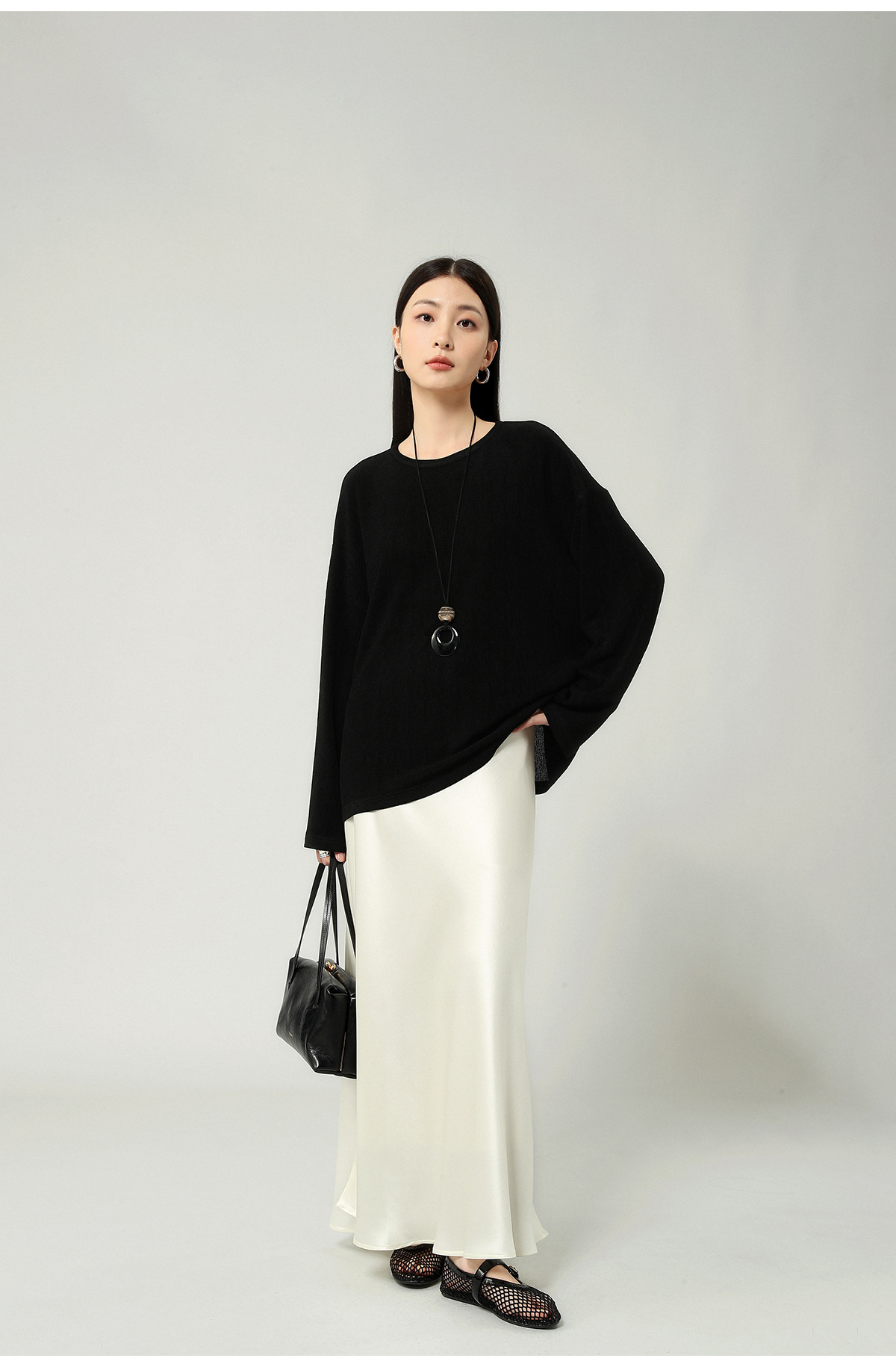 醋酸缎面丝光感柔软垂顺牛筋高腰长款半身裙女2025夏新款飘逸长裙详情14