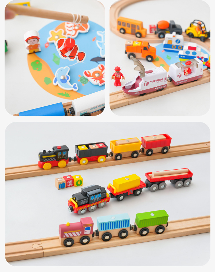 儿童小火车头车模玩具木制质滑行车惯性磁性盒装小车兼容木质轨道详情37