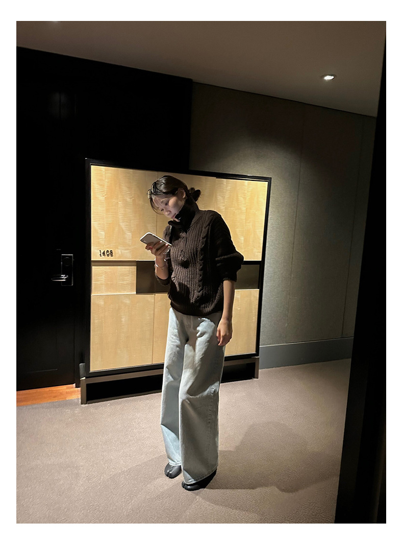 Winter new style horn buttoned lapel wool sweater, gentle and loose knitted sweater, sweater, sweater, sweater, sweater pic 19