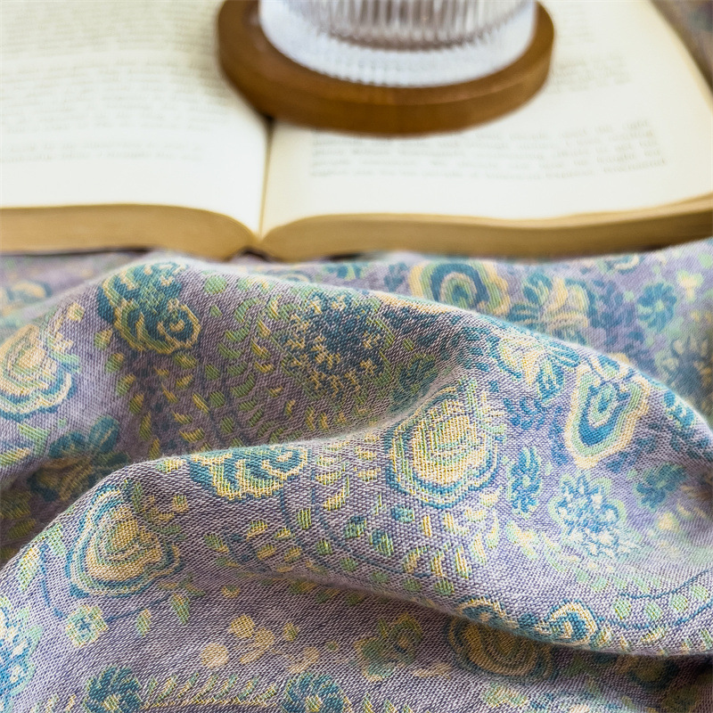 Pure cotton yarn-dyed jacquard double-layer gauze bed cover, single piece of all-cotton gauze mattress protective cover, bedspread, bed cover, single piece of bedding pic 100