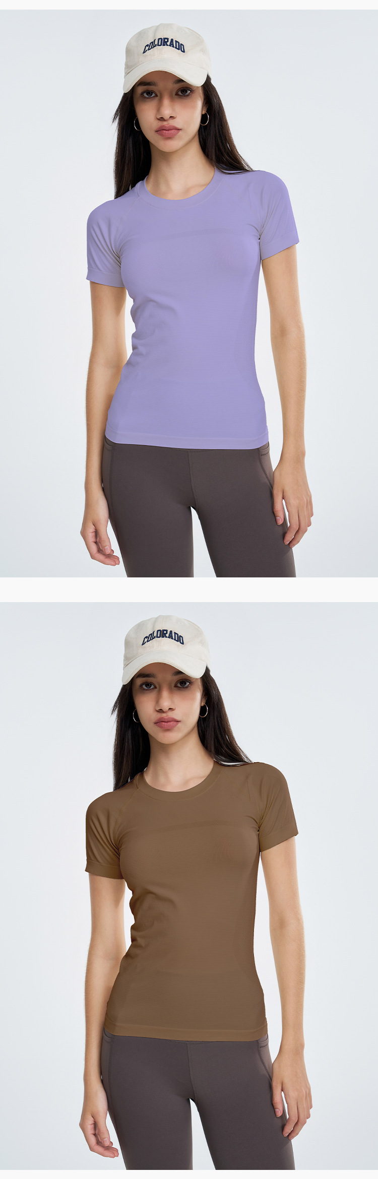 无缝裸感瑜伽服短袖运动上衣女T恤罩衫户外网球服透气速干健身服详情11