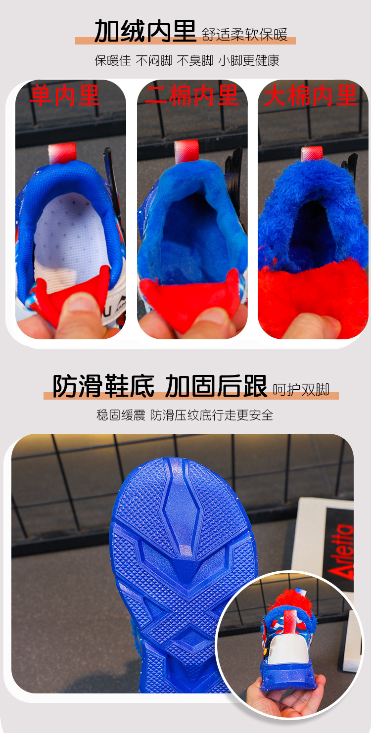 批发带灯儿童运动鞋男2025春秋新款皮面防水男童鞋中小童跑步鞋详情4
