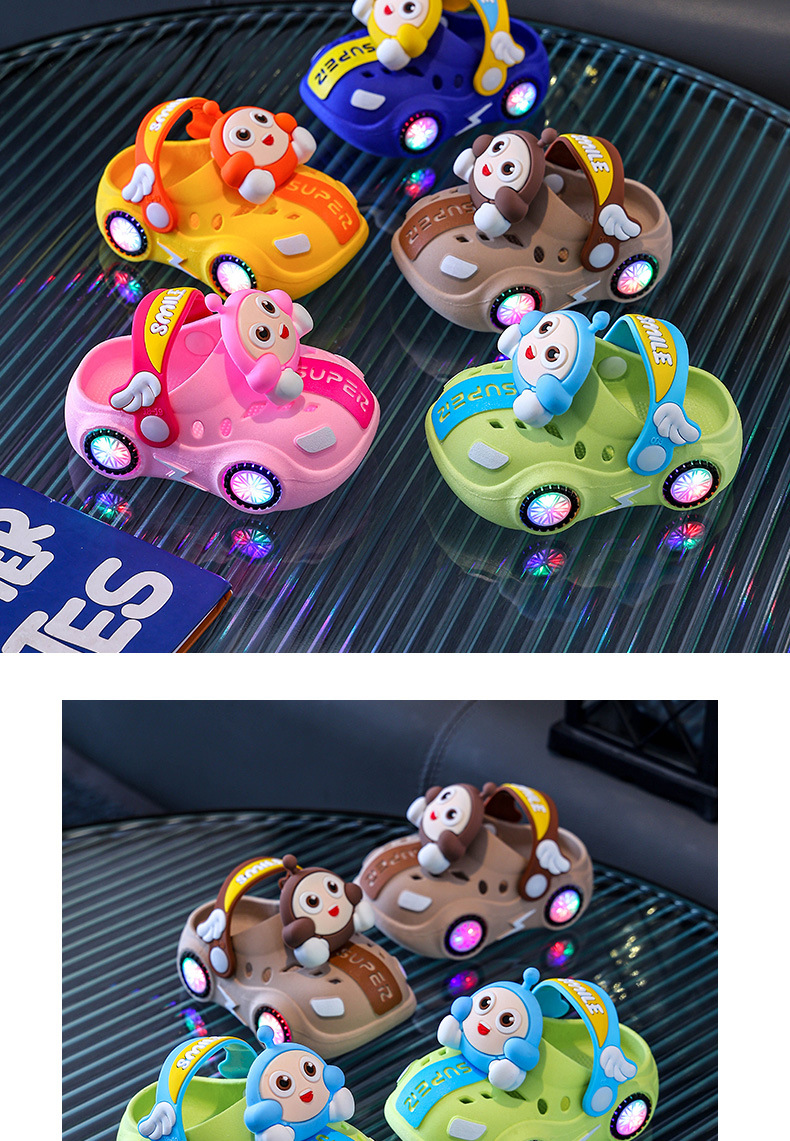 儿童拖鞋夏女宝宝小车发亮灯光室内软底防滑凉拖鞋男童蛋仔洞洞鞋详情12