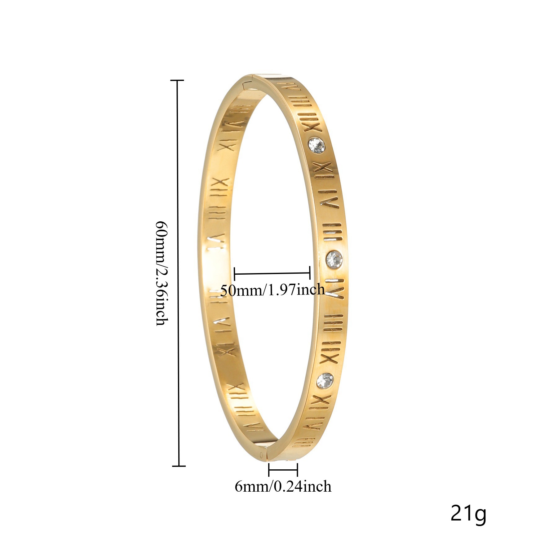 钛钢6mm镂空罗马数字手镯 欧美跨境时尚百搭手环 女式不锈钢手镯详情2