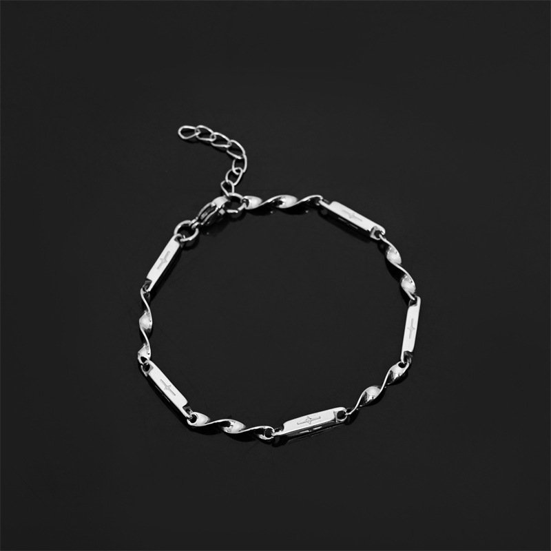 莫比乌斯星芒十字竹节链不掉色潮男配饰扭曲拼接坠链ins钛钢手链详情5