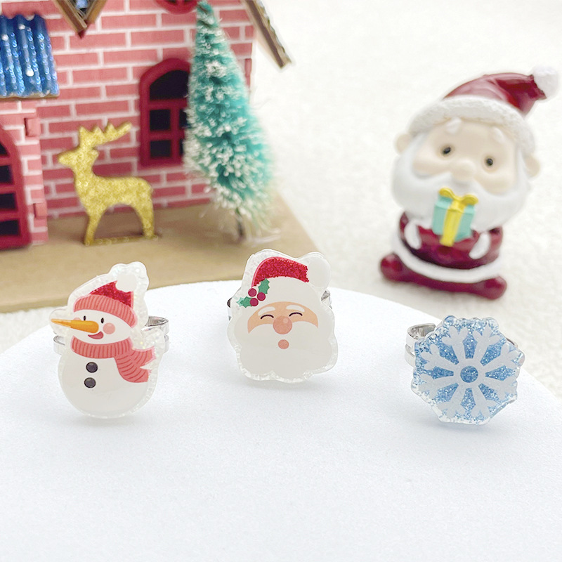 【可以】新款卡通树脂可调节戒指玩具圣诞儿童戒指圣诞节日礼物详情15