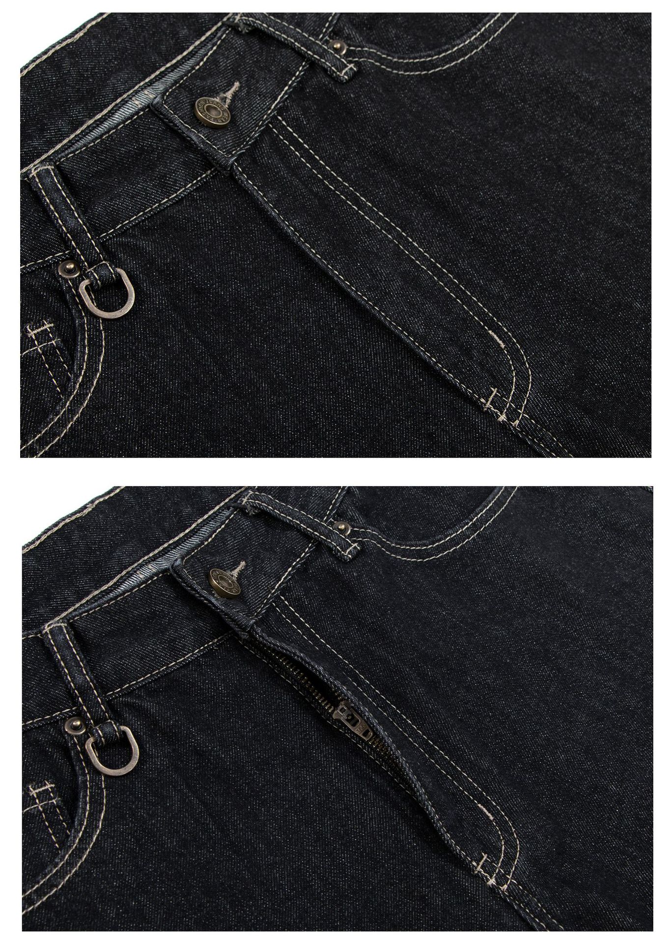 befearless美式复古原牛七分牛仔裤男女夏季潮牌宽松廓形休闲短裤详情6