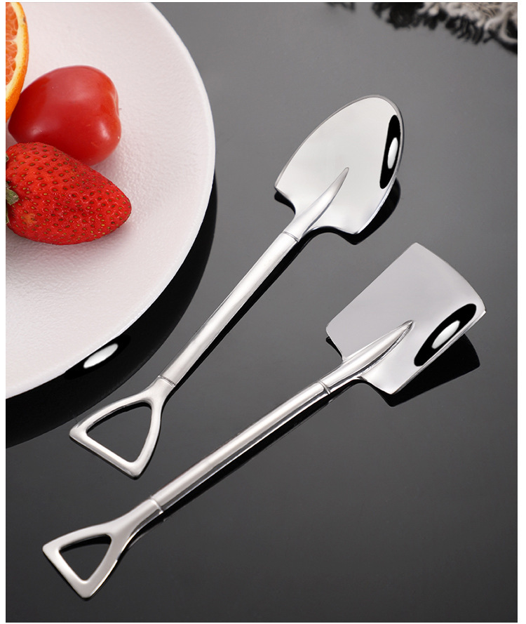 创意铁锹勺子不锈钢家用复古高档甜品吃西瓜专用调羹可爱铲子汤匙详情15