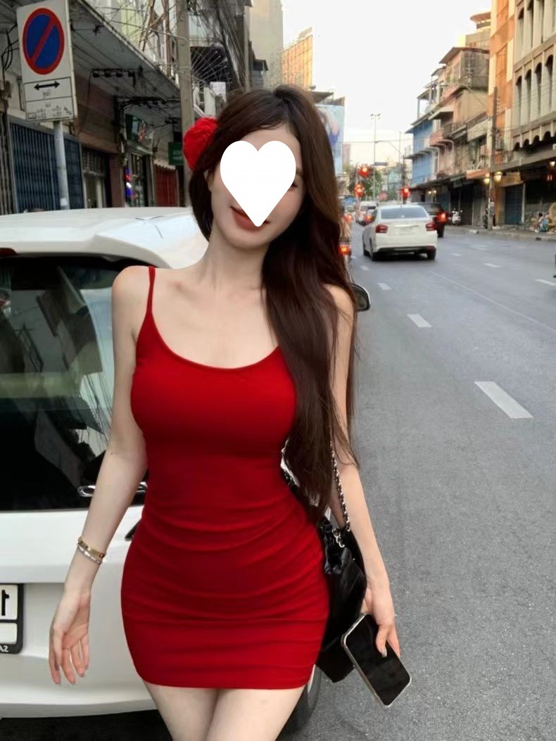 红色辣妹连衣裙女夏季设计感蝴蝶绣花修身包臀短裙收腰吊带裙详情10