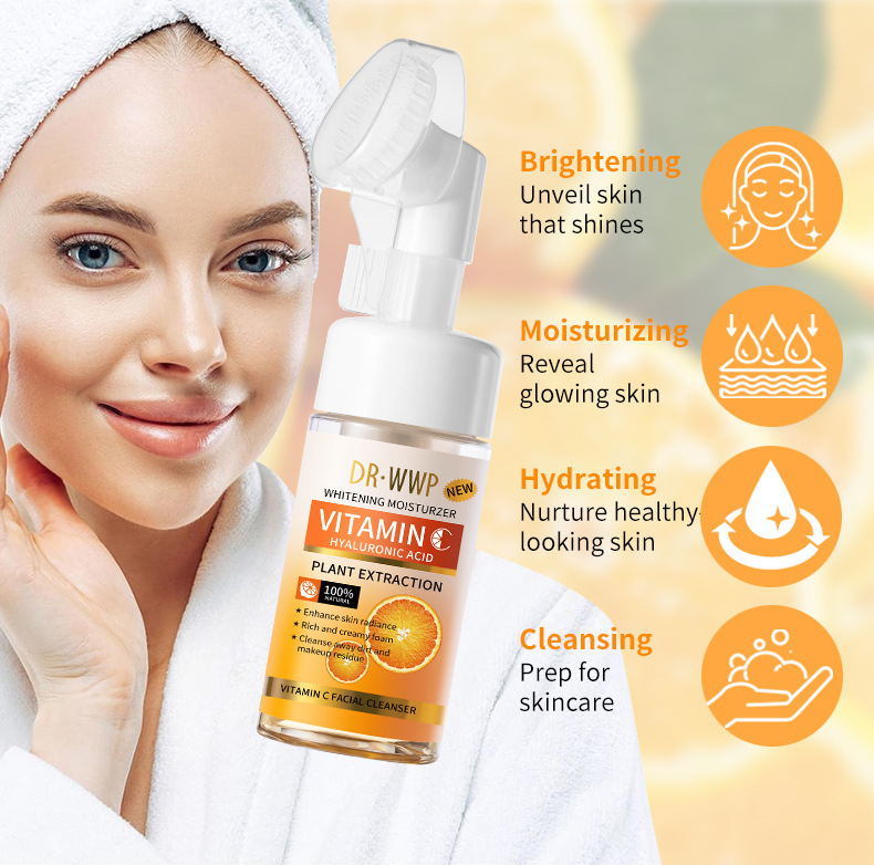 Cross-border VC facial cleanser deeply cleanses the face. Vitamin C facial mousse for export. Two-in-one facial cleanser for washing and removing pic 12