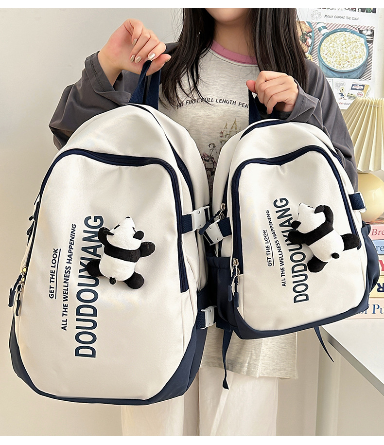 新款时尚休闲书包少女中学生双肩包高颜值大容量情侣双肩电脑包详情15