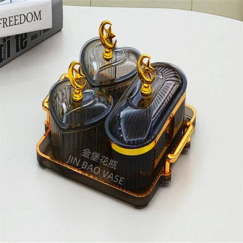 轻奢高颜值玻璃果盘商用水果拼盘家用创意分格干果盒小吃零食盘详情20