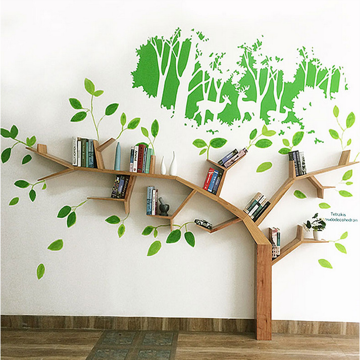 实木书树形书架上墙装饰创意书柜收纳架置物架幼儿园特殊造型详情8