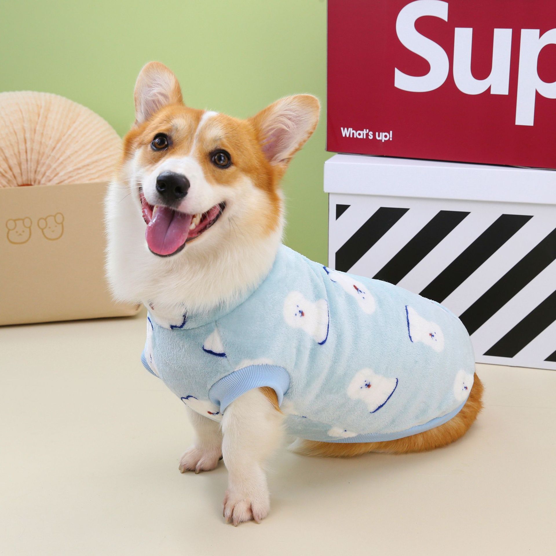 宠物衣服秋冬新款柯基腊肠绒衣中大型犬狗狗法兰绒面料两脚衣现货详情5