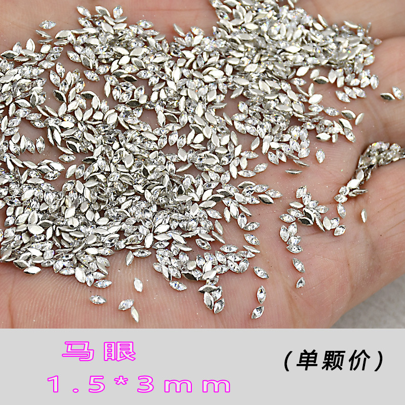 5A flat-bottomed beveled zircon mixed mini irregular-shaped super shiny wheat ear small nail stickers diy diamond nail art accessories pic 9