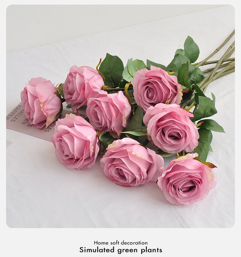 包邮仿真玫瑰单支大花头婚礼装饰假花千层玫瑰景观宠物园艺花卉详情14