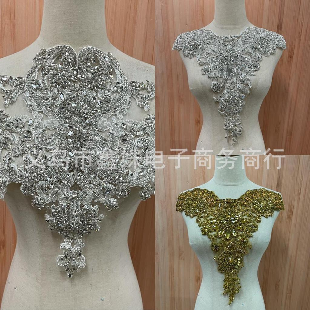 DIY decorative accessories and accessories for the back of wedding dresses and evening gowns with heavy beading, white lace applique, pearl sequin applique, etc pic 1