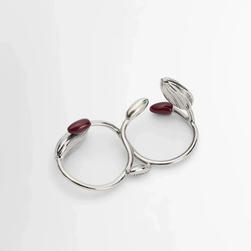 LEMA家珐琅涂釉双戒指 夏季简约素雅可调节瓜子型开口食指戒戒指详情8