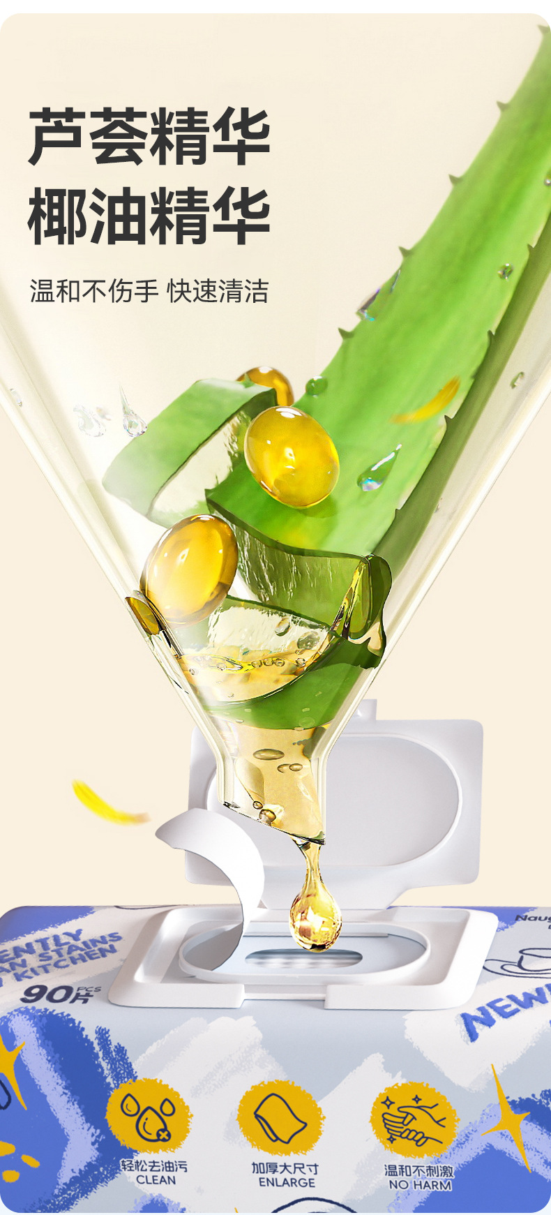 厨房湿巾加大加厚家用油烟机灶台专用强力清洁一次性抹布去油污详情15