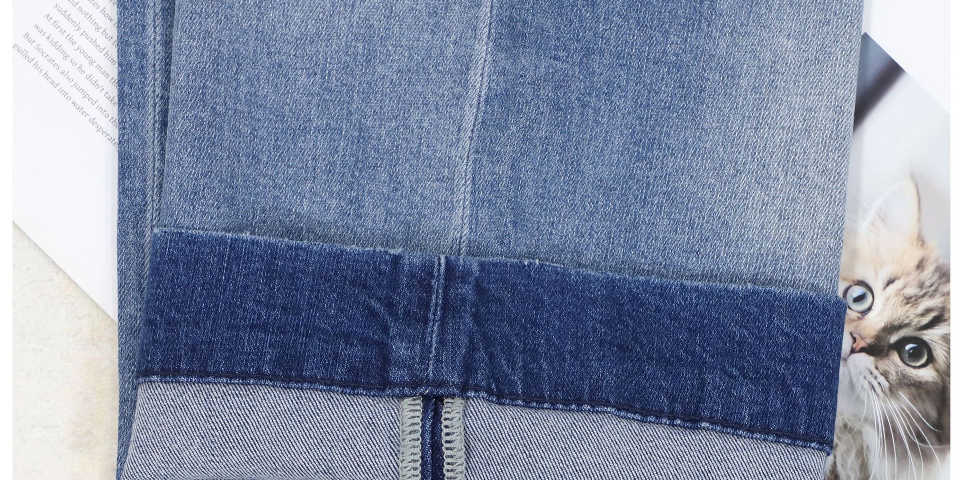 C brand straight-leg jeans for women, blue, versatile, fitted, high-waisted, flared nine-inch trousers for women 2026 early Spring pic 23