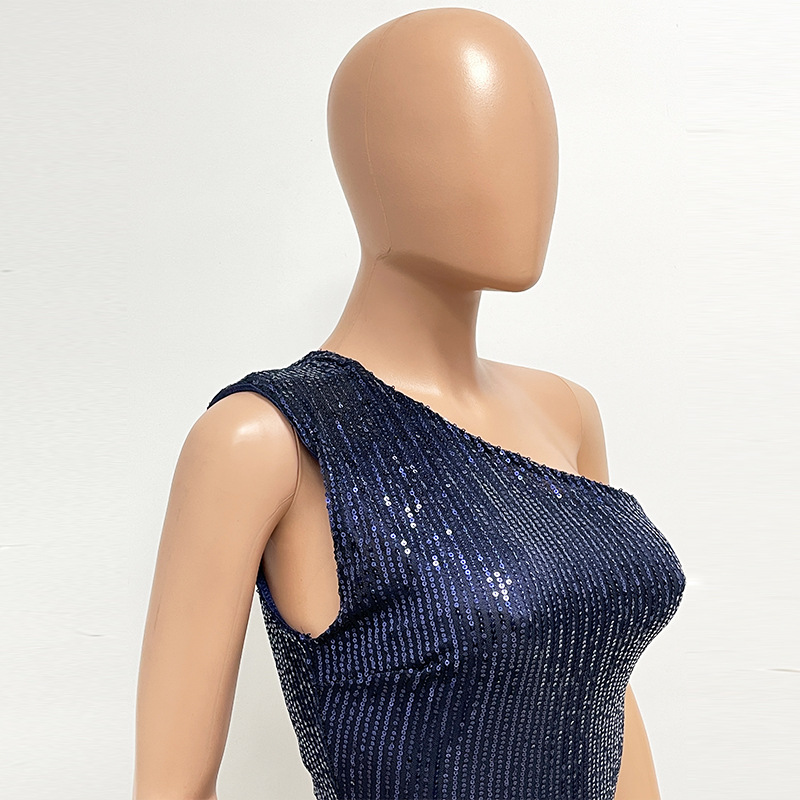 新中式无袖连体衣独立站夏季单肩亮片连体裤女批发详情59