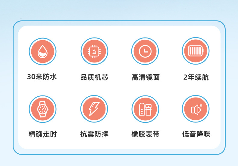 名瑞正品石英表学生考试硅胶表带简约爆款电子手表男女游泳防水潮详情2