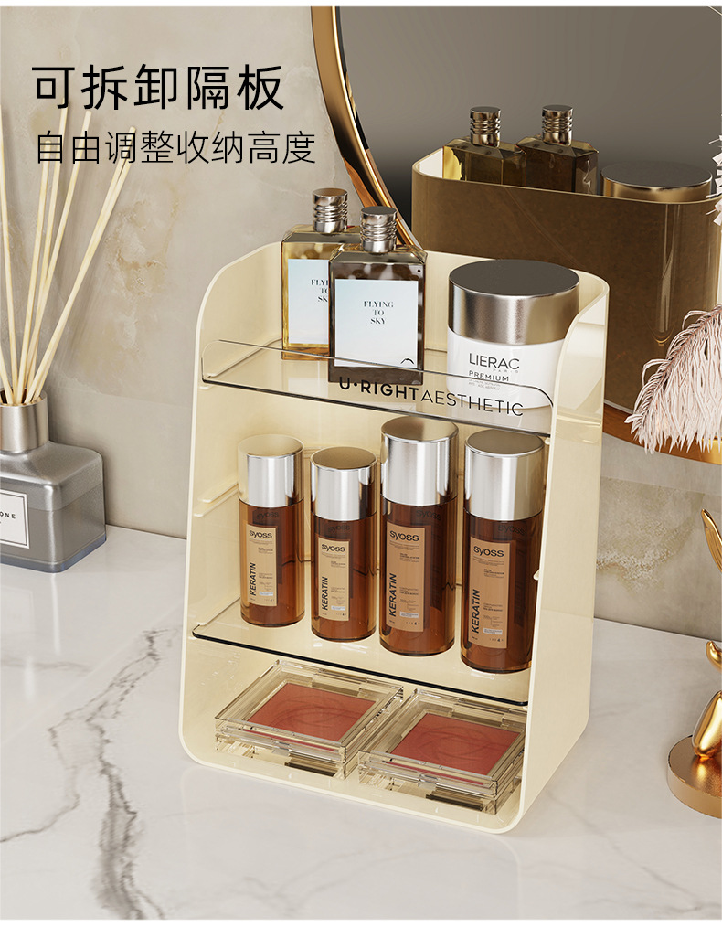 桌面香水口红置物架浴室梳妆台卸妆护肤化妆品收纳架多层一件起批详情6